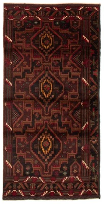 Vintage Geometric Area Rug 3'2" x 6'7" Traditional Hand-Knotted Wool Carpet - Image 1 of 4