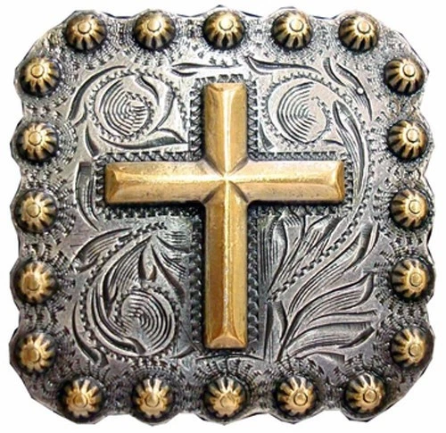 Western Equestrian Tack (6)  Silver/Gold Plated Cross Concho's 1" - Image 1 of 1