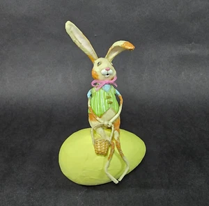 Lori Mitchell Emery Hopper Easter Bunny Rabbit Figurine Sitting on Yellow Egg - Picture 1 of 9