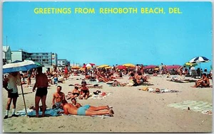 Rehoboth Beach Delaware DE, 1962 Greetings, Having Fun, Sunny Beach, Postcard - Picture 1 of 2