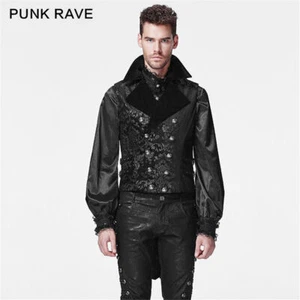 Punk Rave Gothic Men Vest Steampunk Vintage Sleeveless Swallow Tail Waistcoats - Picture 1 of 20
