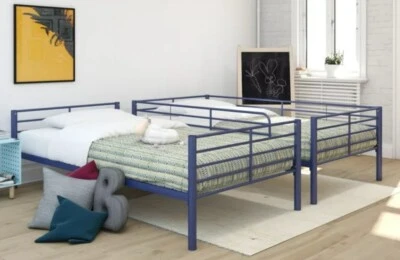 Litera convertible contemporánea/moderna doble sobre doble, metal azul Foto 1 de 3