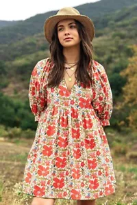 Gigio by Umgee Floral Print Dress with Puff Sleeve and Ric-Rac Trim - Picture 1 of 4