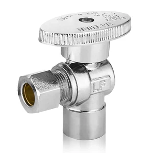 EFIELD 1/2" Sweat X 3/8" OD Compression 1/4 Turn Angel Stop Valve Chrome Plated - Picture 1 of 11