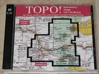 TOPO! Interactive Topographical Maps for Portland, Mt. Hood, Cascades (CD, 2000) - Image 1 of 4