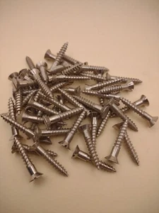 #8 x 1" 18-8 Stanless Slotted FH Wood Screws (50) Pack- NOS Bowman - SP04 - Picture 1 of 2