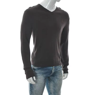 Polo by Ralph Lauren Men Pullover V-Neck Long Sleeve Sweater Shirt Plain Brown M - Image 1 of 4