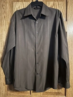 A[X]IST Men's AXIST/Brown-Stripe/Button-down Long Sleeve Shirt ~ Size Large - Image 1 of 4
