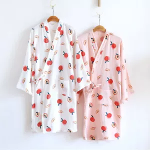 Femme Kimono Peignoir Imprimé Cardigan Yukata Long Robe Peignoir Lacet Nuit - Picture 1 of 14
