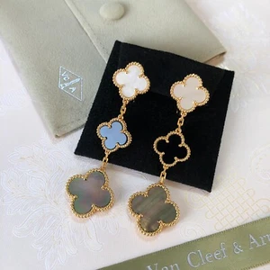 Van Cleef & Arpels ALHAMBRA Four Leaf Lucky Ohrringe Au750 Gelbgold Perlmutt - Bild 1 von 6