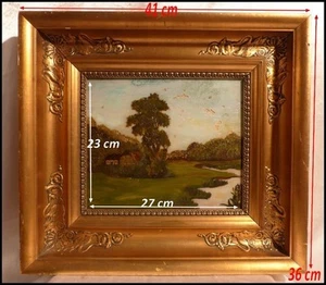 Beau Cadre époque Restauration XIXe & Paysage Peinture fixée sous verre 41x36cm - Foto 1 di 8