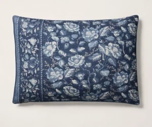 Ralph Lauren Skye King Kissenbezug 100 % Baumwolle Denim Blumenmuster 20” x 36” Neu mit Etikett - Bild 1 von 11