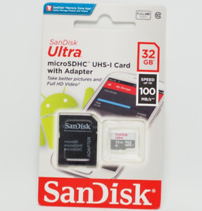 32Gb Sandisk Ultra Micro SDHC + SD Adapter 100Mb/S C 10 Uhs-I NEU BLITZVERSAND!