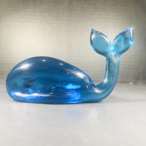 Vintage Art Glass Hand Blown Cobalt Blue Whale Figurine Paperweight (BC2) - Picture 1 of 9