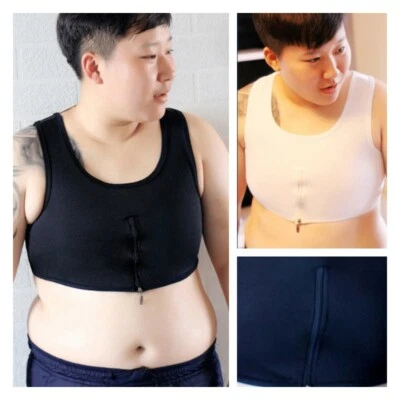 Lesbisch Les Tomboy Crop Weste Brustbinder Halb Reißverschluss FTM Verband M-6XL - Bild 1 von 4