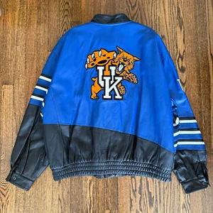 Vintage 90s Men's 3XL Leather Bomber Jacket University Of Kentucky Wildcats UK - Picture 1 of 6