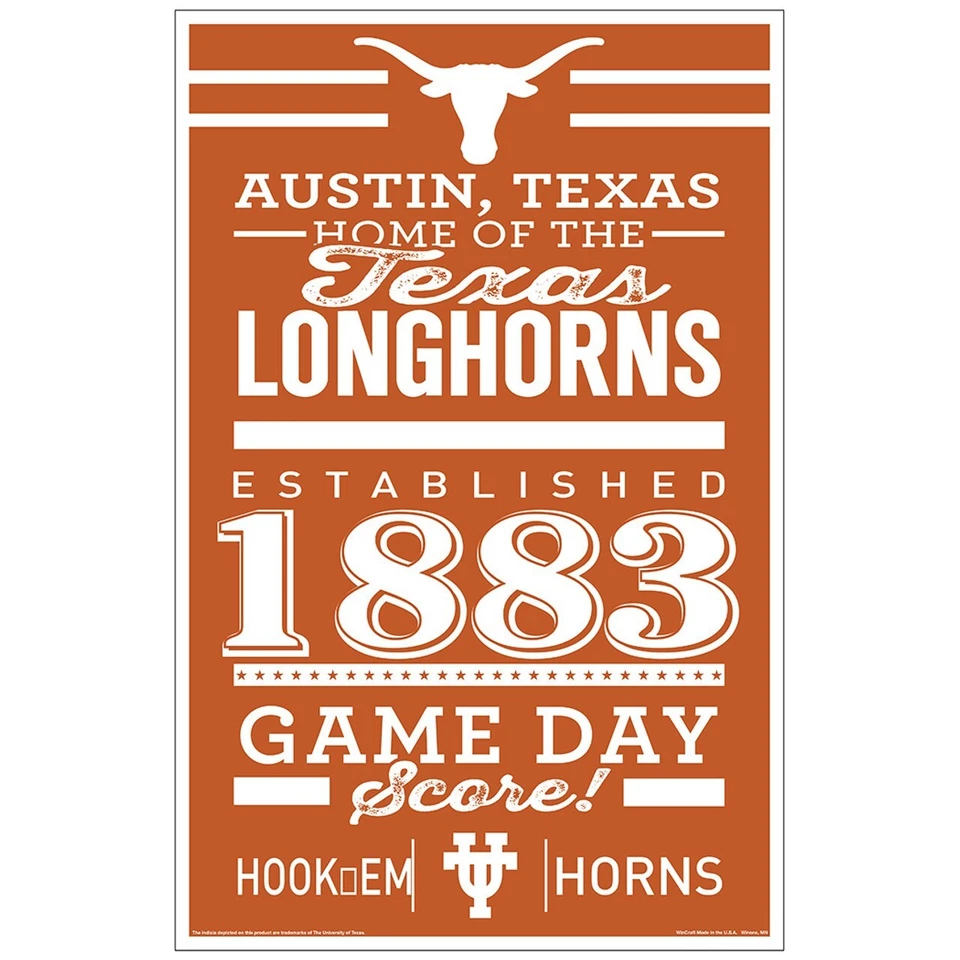 Texas Longhorns NCAA 17" x 11" Wood Indoor Sign Wincraft - Image 1 of 1
