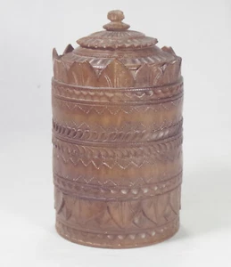Carved Wood Pot Tobacco? Norwegian Antique 19thC 14cm Scandinavian Quality RARE - Picture 1 of 18