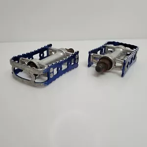 Vintage MKS BMX-7 Pedals Set 1/2" Blue Japan - Picture 1 of 8