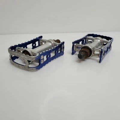 Vintage MKS BMX-7 Pedals Set 1/2" Blue Japan - Image 1 of 4