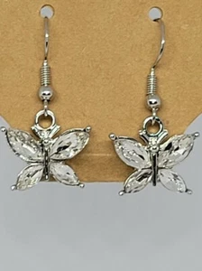 Crystal Butterfly Dangle Earrings - NEW - Bild 1 von 1