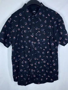 O’Neill Shirt Mens Large Black Floral Oxford Short Sleeve Button Up Pocket Skate - Picture 1 of 10