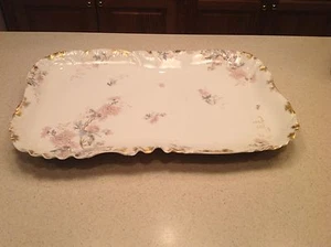 Antigua bandeja para servir rectangular floral grande Haviland Limoges Francia H & Co. - Imagen 1 de 12
