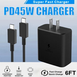 45W Super Fast Wall Charger+ USB 6FT Cable For Samsung Galaxy S20 S23 S22 S21H - Picture 1 of 12