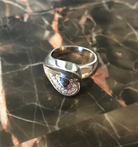 Vintage QVC Sterling 925 CNA Thailand 0,10 ctw. Diamant 3-D Freeform Herz Ring - Bild 1 von 3