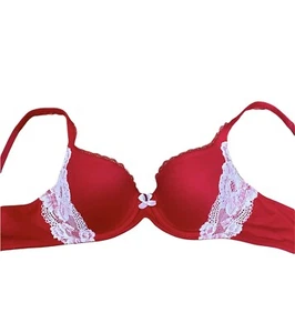 Victoria's Secret Body By Victoria Red Bling Lace Lined Demi Bra 32C - Picture 1 of 3