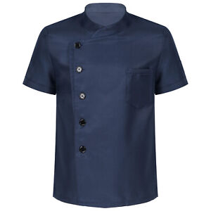 Men's Chef Jackets Coat Uniform Kitchen Short Sleeve Cook Work Restaurant Top