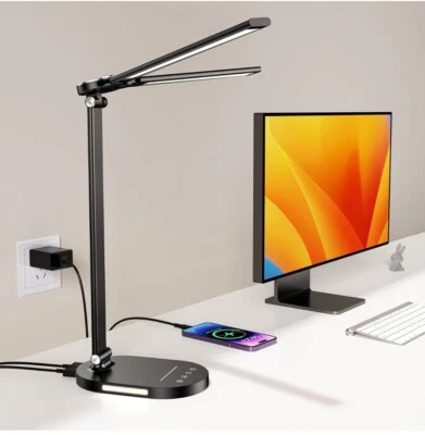 Eye care LED desk lamp rechargeble night light mode 60-min timer touch control - Image 1 of 4