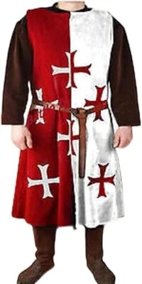Caballero medieval siete templarios abrigo cruzado/túnica recreación Foto 1 de 2