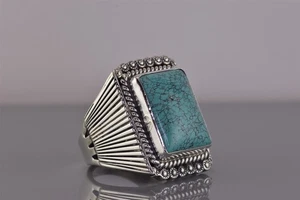 Indianer E. Hale Sterling Silber Türkis Statement Ring 24g 925 Gr: 11 - Bild 1 von 8