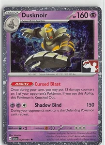 Pokemon Juego de Cartas Coleccionables Paquete de Premios Serie Estampada Cosmo Lámina Raro #20 Dusknoir - Imagen 1 de 2