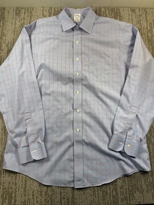 Brooks Brothers Hemd Herren 17-36 blau rot kariert Regent bügelfrei Supima Baumwolle - Bild 1 von 7