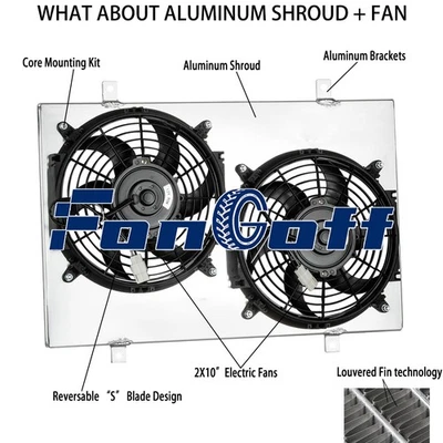 Aluminum Shroud 2x10" Fans For 1984-1990 Chevrolet Corvette S10 Pickup 5.7L V8 - Image 1 of 4