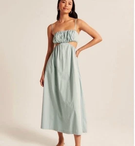 Abercrombie & Fitch Maxikleid leicht mint geraffte Brust Cut Out Seiten Damen Gr. S - Bild 1 von 12