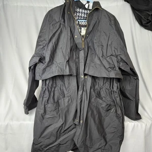 Totes Women’s Black Snap Button Removable Hood Rain Jacket Size M - Picture 1 of 4