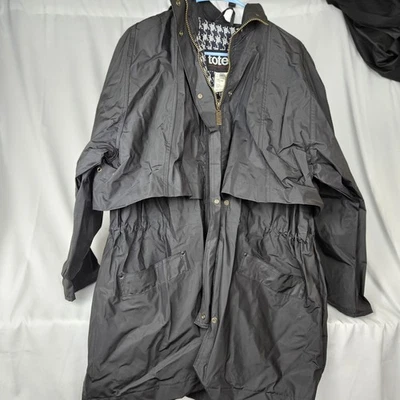 Totes Women’s Black Snap Button Removable Hood Rain Jacket Size M - Image 1 of 4