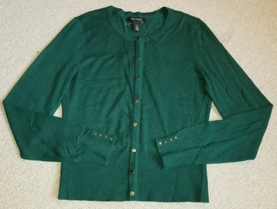 Womens Sweater-WHITE HOUSE BLACK MARKET-green rayon/cashmere blend cardigan-S - Image 1 of 4