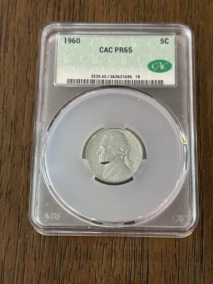 1960 Jefferson Nickel Proof PR65 CAC - Image 1 of 2