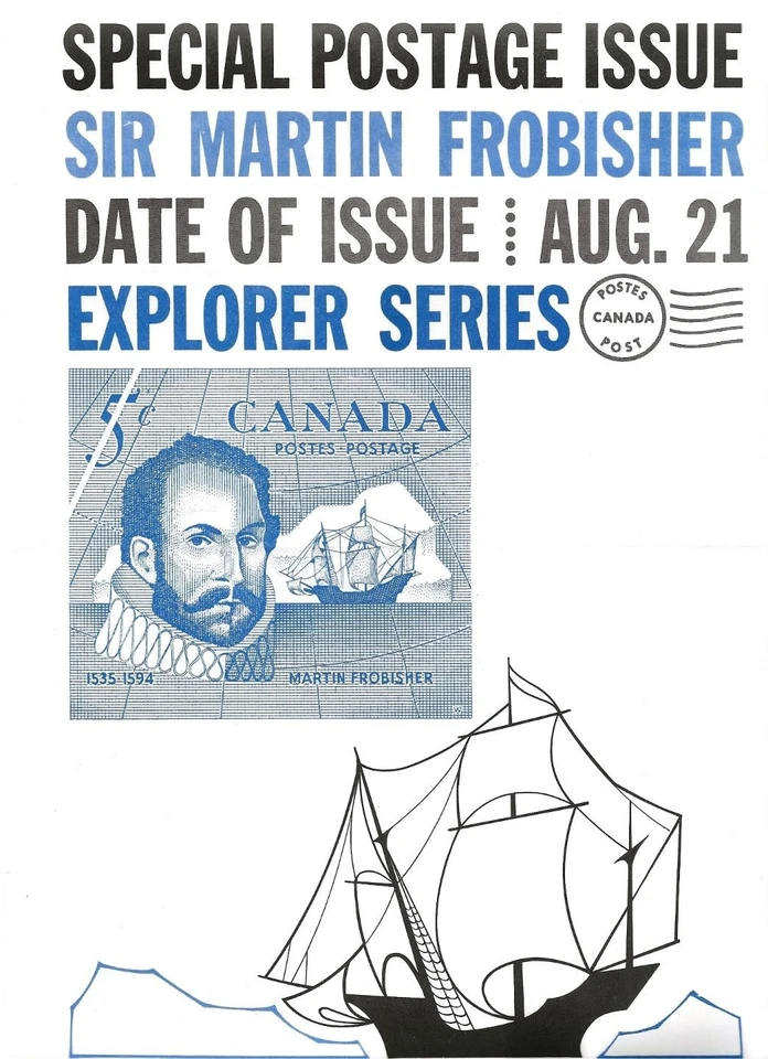 Canada post office new issue poster 1963 Frobisher , explorer #410 [285 - Image 1 of 1