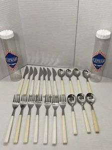 RARE Vintage Pier 1 Imports Melamine Flatware Stainless Steel 21 Pieces Taiwan - Picture 1 of 15