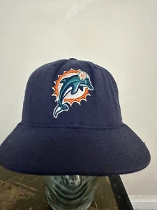 Miami Dolphins New Era Hat Fitted Cap 7 1/8 Blue 59Fifty Old Logo VGC - Picture 1 of 5