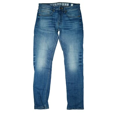 Calça jeans slim fit masculina S.Oliver Close perna reta baixa elástica W31 L34 - Imagem 1 de 4