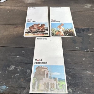 Mobil Vintage Road Maps Early 70’s X 3 WA QLD TAS - Bild 1 von 10