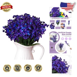 Stunning 27-Inch Artificial Purple Blue Orchids - 32-Pack for Home & Weddings - Picture 1 of 8