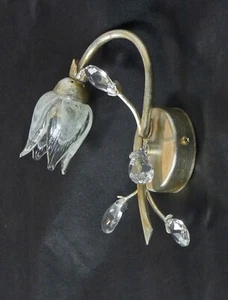 Applique in foglia argento e cristallo lampada per specchio e da quadro art.408 - Picture 1 of 3