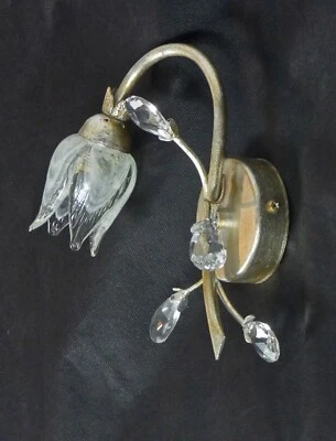 Applique in foglia argento e cristallo lampada per specchio e da quadro art.408 - Immagine 1 di 3